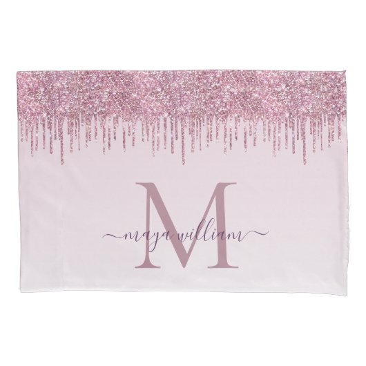 Elegant Monogram Roos Glitter Drivers Kussensloop (Voorkant)