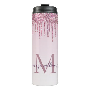 Elegant Monogram Roos Glitter Drivers Thermosbeker