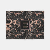 Elegant Monogram Roos Gold Black Marble Fleece Deken (Voorkant (Horizontaal))