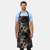 Elegant Monogram Roos Gold Black Marble Schort (Gedragen)