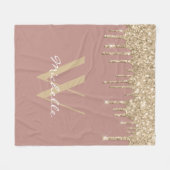 Elegant Monogram Roos Gold Driving Glitter Name Fleece Deken (Voorkant (Horizontaal))