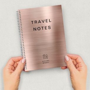 Elegant Monogram Roos Gold Travel Notitieboek