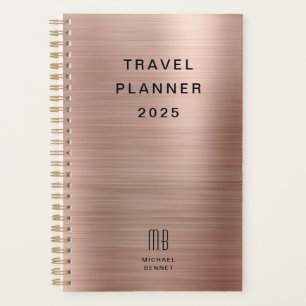 Elegant Monogram Roos Gold Travel Planner