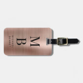 Elegant Monogram Roos Goud Bagagelabel (Voorkant horizontaal)