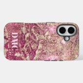 Elegant monogram roos goud roze gradiëntpatroon Case-Mate iPhone case (Achterkant (horizontaal))