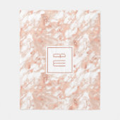 Elegant Monogram Roos Goud Wit Marmer Fleece Deken (Voorkant)