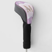 Elegant Monogram Roos roze Glitter Golfheadcover (Schuin)