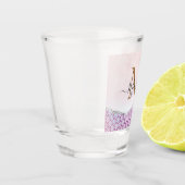 Elegant Monogram Roos roze Glitter Shot Glas (Links)