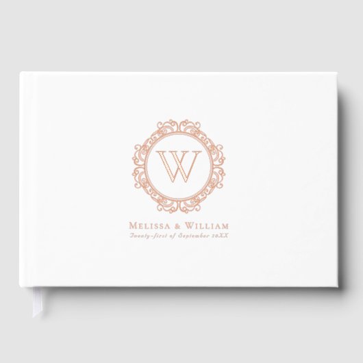 Élégant Monogram Rose Gold Foil Blanc Mariage (Recto)