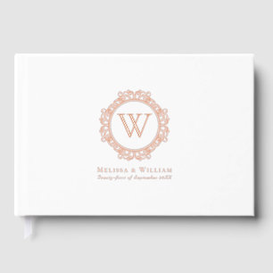 Élégant Monogram Rose Gold Foil Blanc Mariage