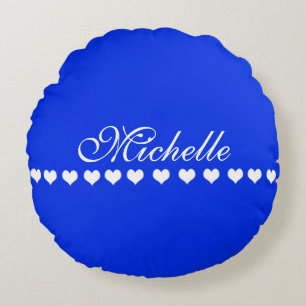 Elegant Monogram Royal Blue Rond Kussen