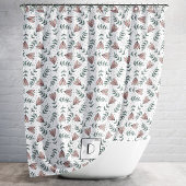 Elegant monogram roze bloemmotief douchegordijn