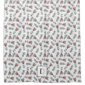 Elegant monogram roze bloemmotief douchegordijn (Voorkant)