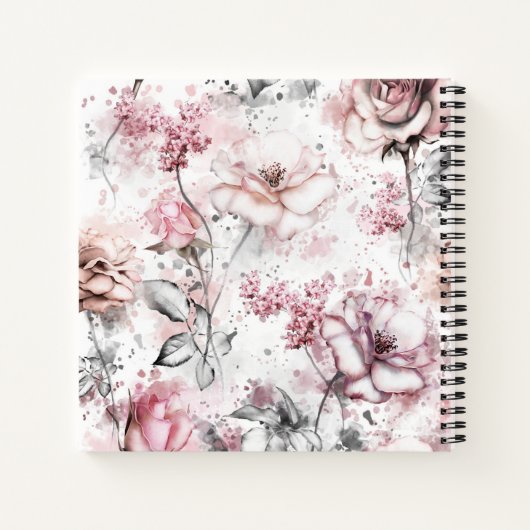 Elegant Monogram Roze en Paarse Floral Botanisch Notitieboek (Achterkant)