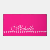 Elegant Monogram Roze en witte harten Bureaumat (Voorkant)