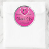 Elegant Monogram Roze en zilver Ronde Sticker (Tas)