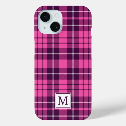 Elegant Monogram Roze Geruit Case-Mate iPhone Case (Achterkant)