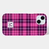 Elegant Monogram Roze Geruit Case-Mate iPhone Case (Achterkant (horizontaal))