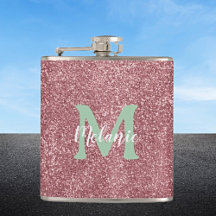 Elegant monogram roze glitter