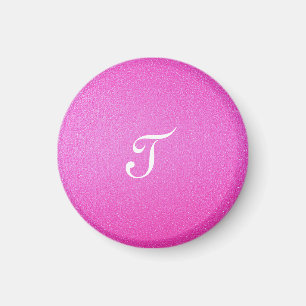 Elegant Monogram roze glitter Magneet