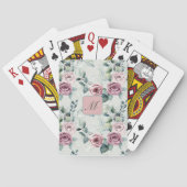 Elegant Monogram Roze Rose  Bloemen Pokerkaarten (Achterkant)