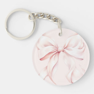 Elegant monogram roze strik sleutelhanger