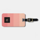 Elegant Monogram roze Striped Custom Name Address Bagagelabel (Voorkant horizontaal)
