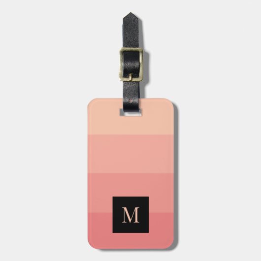 Elegant Monogram roze Striped Custom Name Address Bagagelabel (Voorkant verticaal)