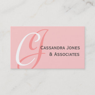 Elegant Monogram  Roze Visitekaartje