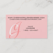 Elegant Monogram  Roze Visitekaartje (Achterkant)