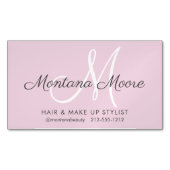 Elegant monogram roze Vul aan haarzout Magnetisch Visitekaartje (Voorkant)