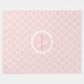 Elegant Monogram roze witte patroon Fleece Deken (Voorkant (Horizontaal))