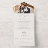 Elegant Monogram Sage Green Wedding All In One Uitnodiging (Binnen)