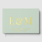 Elegant Monogram Sage Green Wedding Gastenboek (Voorkant)