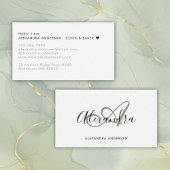 Elegant Monogram Sage Groen Zwart Script Naam Visitekaartje