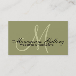 Elegant Monogram Sage Visitekaartje