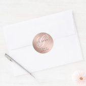 Elegant Monogram School Name Ronde Sticker (Envelop)