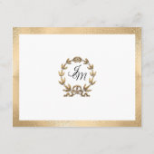 Elegant Monogram Schrift Gouden Trouwdetails Informatiekaartje (Achterkant)