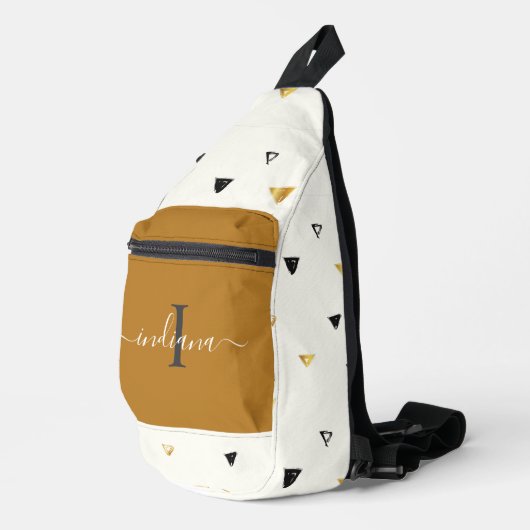 Elegant Monogram Script Abstract Patroon Aangepast Sling Bag (Rechterhoek)