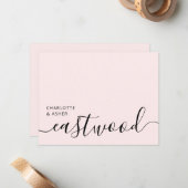Elegant Monogram Script Blush Pink Notitiekaartje (Voorkant / Achterkant in situ)