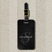 Elegant Monogram Script Blush Roze Schattige Leer Bagagelabel