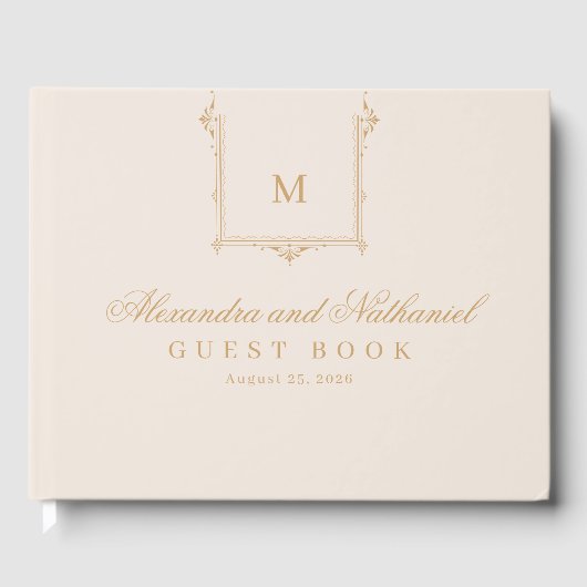 Elegant Monogram Script Bruiloft Gastenboek (Voorkant)