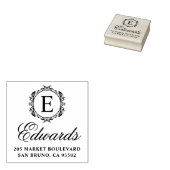 Elegant Monogram Script Familienaam Retouradres Rubberstempel (Gestempeld)