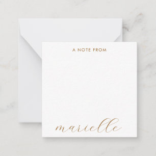 Elegant Monogram Script Gepersonaliseerd Gold Scri Notitiekaartje