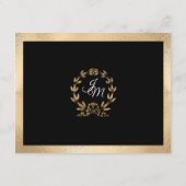 Elegant Monogram Script Gold Black Weddenschap Det Informatiekaartje (Achterkant)