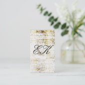Elegant Monogram Script Gold Grunge Visitekaartje (Staand voorkant)