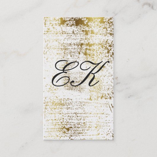 Elegant Monogram Script Gold Grunge Visitekaartje (Voorkant)