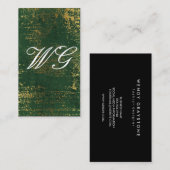 Elegant Monogram Script Goud Grunge Groene Textuur Visitekaartje (Voorkant / Achterkant)