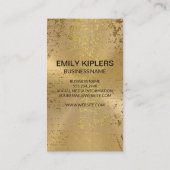 Elegant Monogram Script Gouden Metallic Spikkels Visitekaartje (Achterkant)