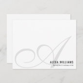 Elegant Monogram Script Initiaal Eenvoudig Bedrijf Notitiekaartje (Voorkant / Achterkant)
